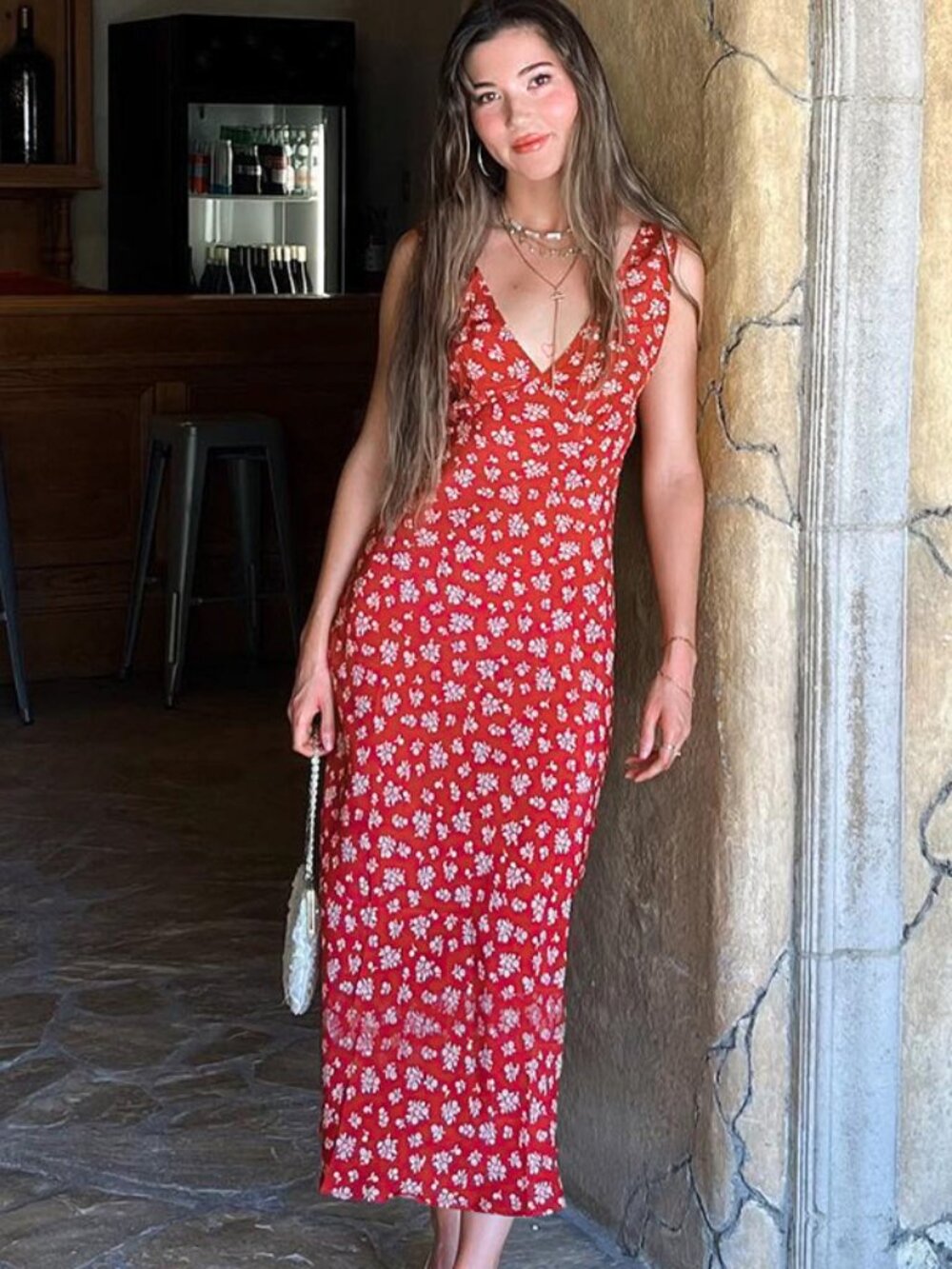Sophisticated Wrap Midi Dress in Satin - Picture 2 of 4